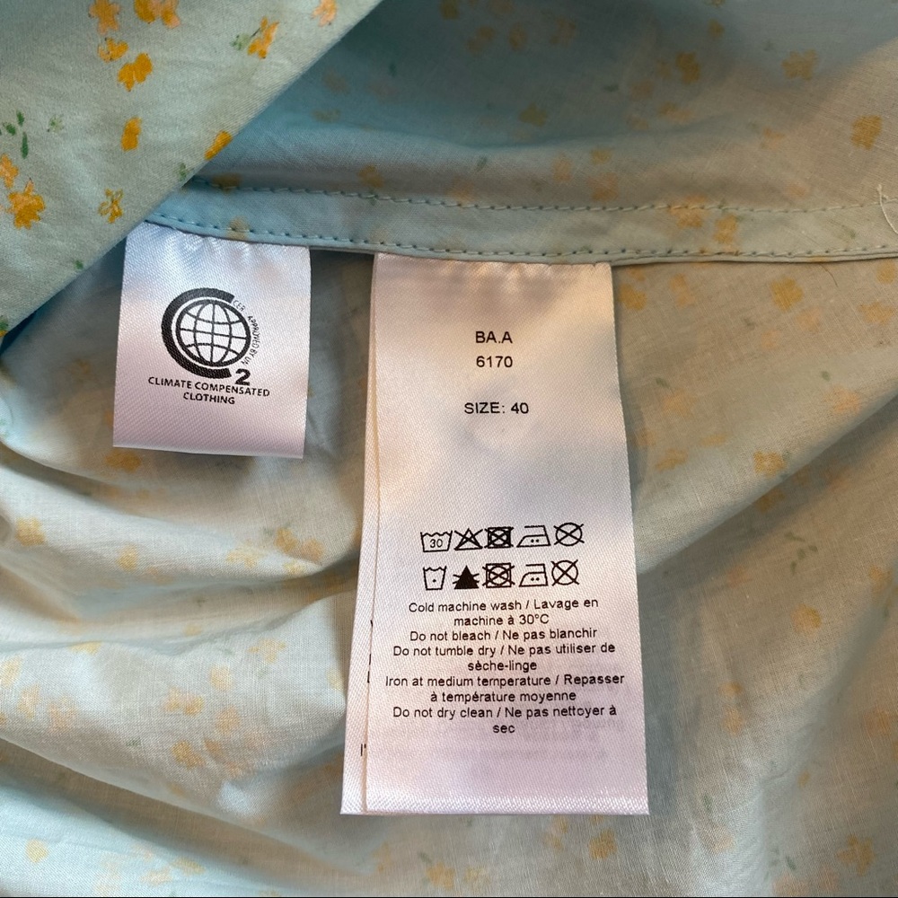 GANNI CORYDALIS BLUE PRINTED POPLIN MINI DRESS 8 - Picture 15 of 16